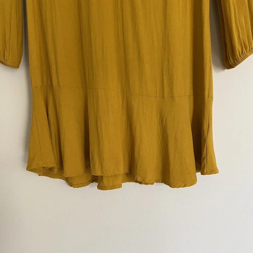 Maeve by Anthropologie Ragonda Yellow Tunic Dress Long Sleeve‎ Women's size 8